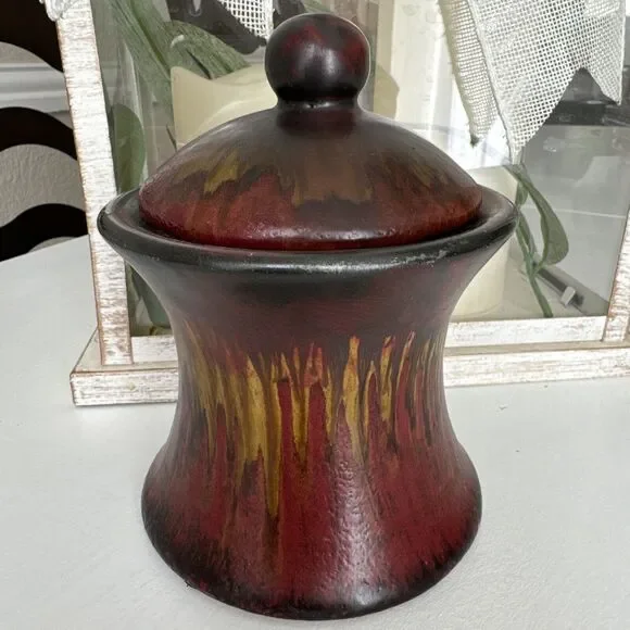 Vintage Studio Art Pottery Vase Home Decor Northwest Potter Black Red Yellow - Picture 1 of 12